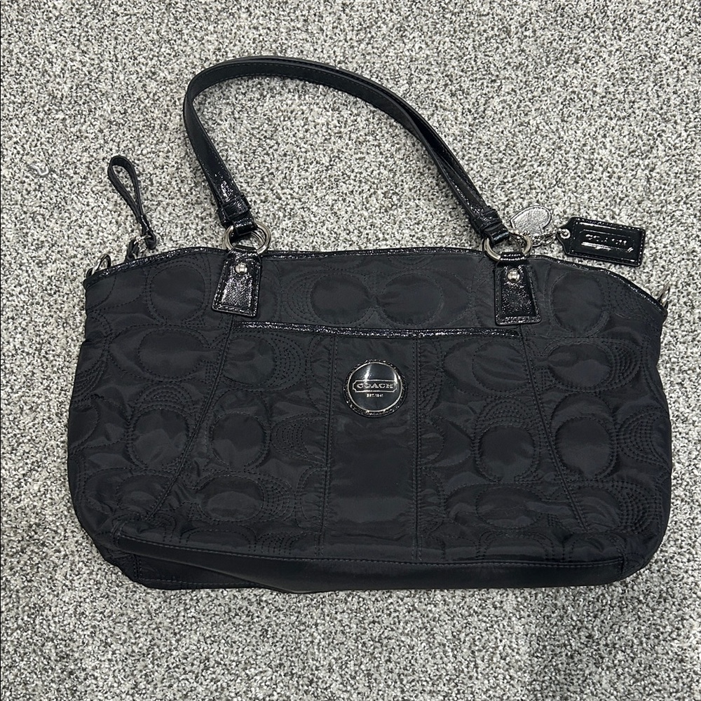Coach Black Embossed Shoulder Bag